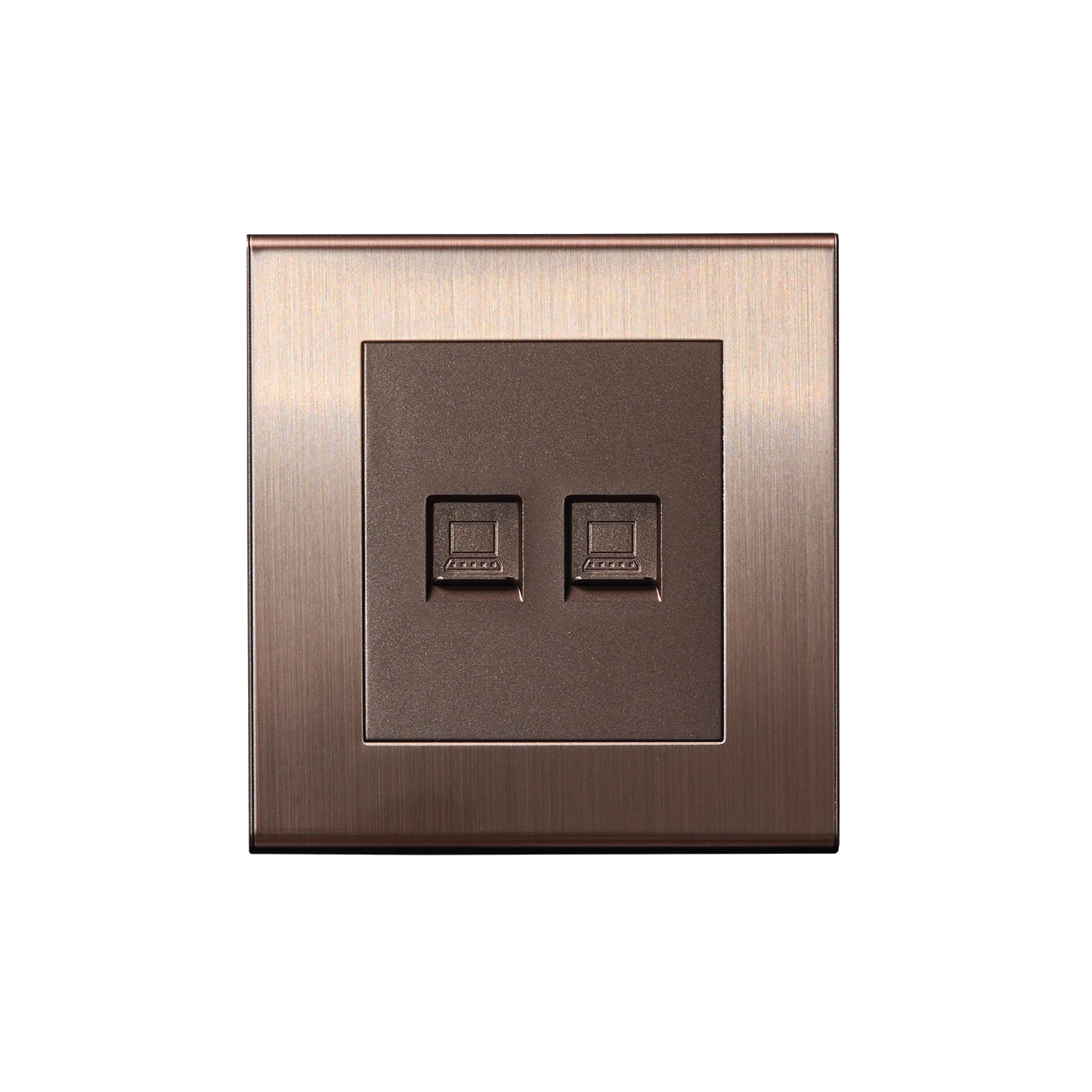 ชุดเต้ารับคอมพิวเตอร์คู่ (LAN/CAT6) ART DNA รุ่น V23 DESIGN SWITCH สี BRUSH BROWN_0